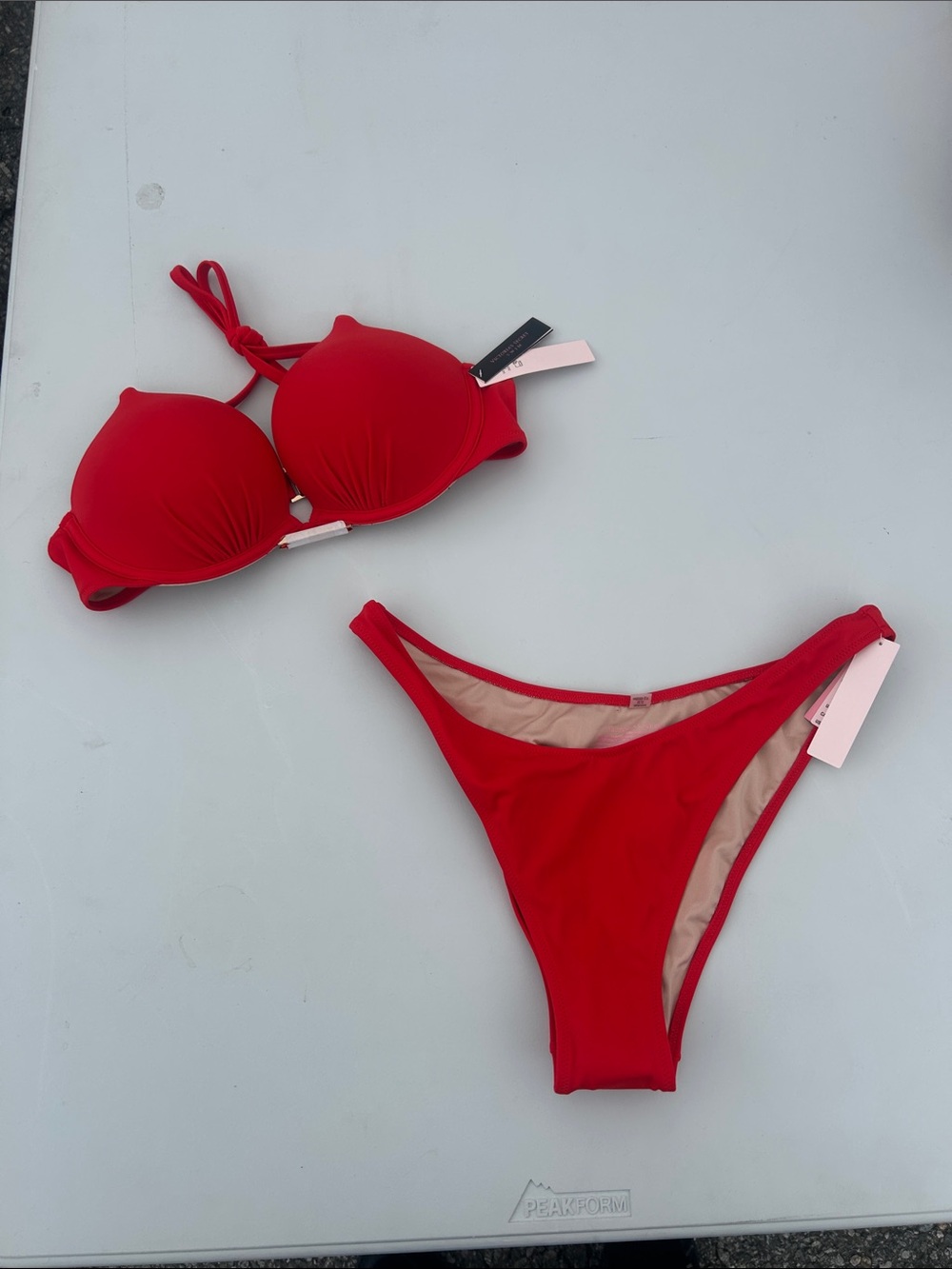 Victoria's Secret Red Push-Up Bikini Set with Gold Clasp NWT M / 34B